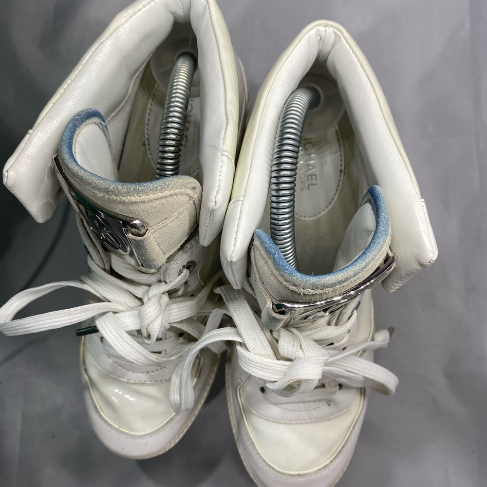 MK white sneakers with heels sole, size 7.5M